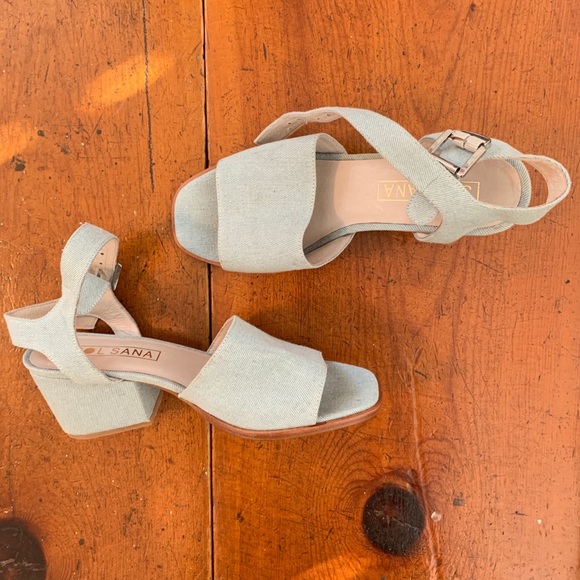 Shoes - Vintage Denim Block Heel Sandal